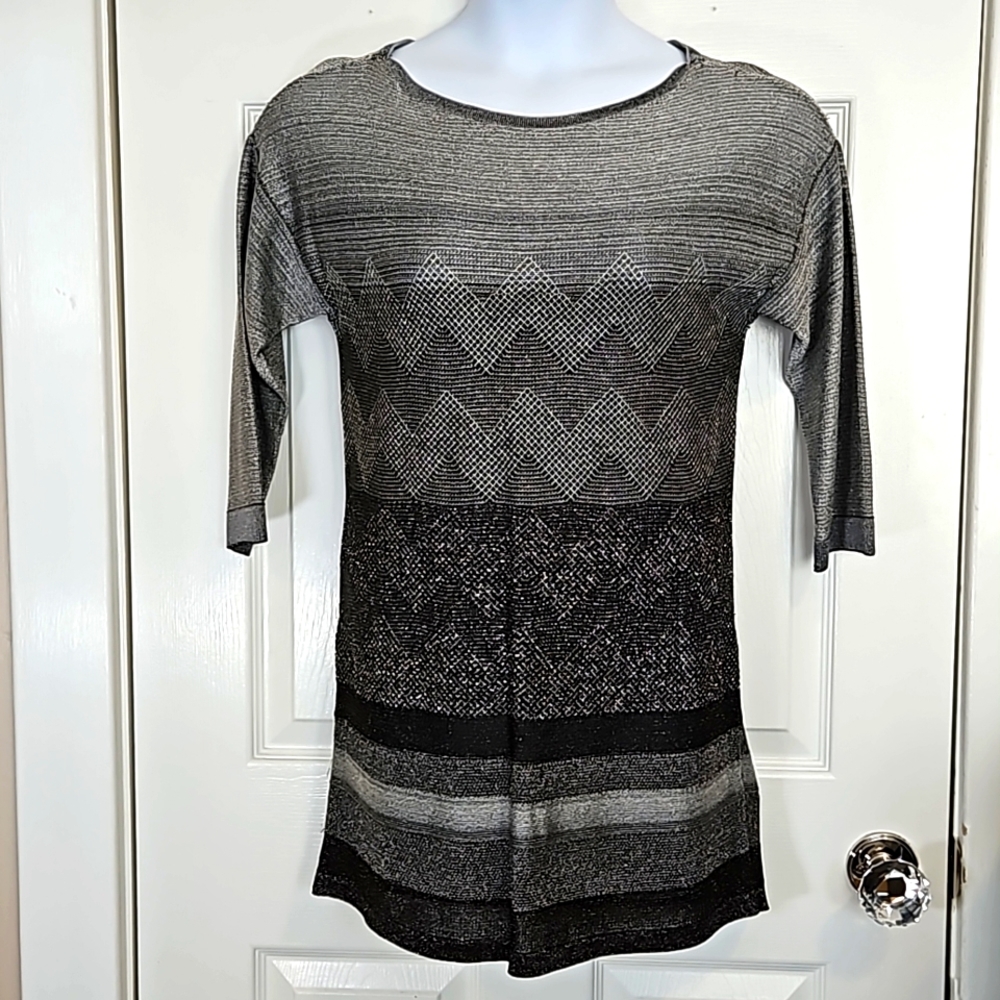 White House Black Market, semi sheer, metallic dress. Size S.